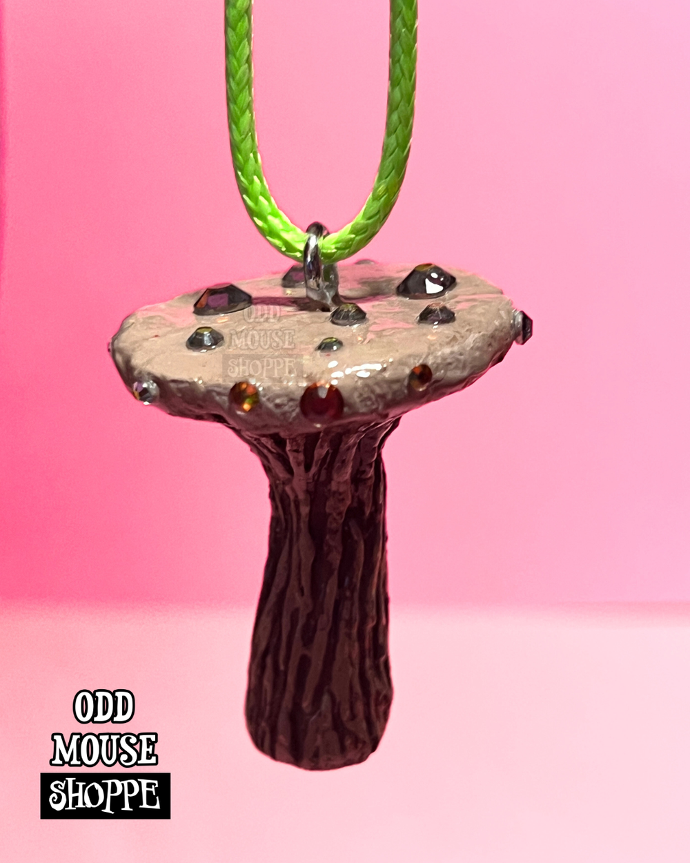 Chocolate Chip Jeweled Mushroom Necklace