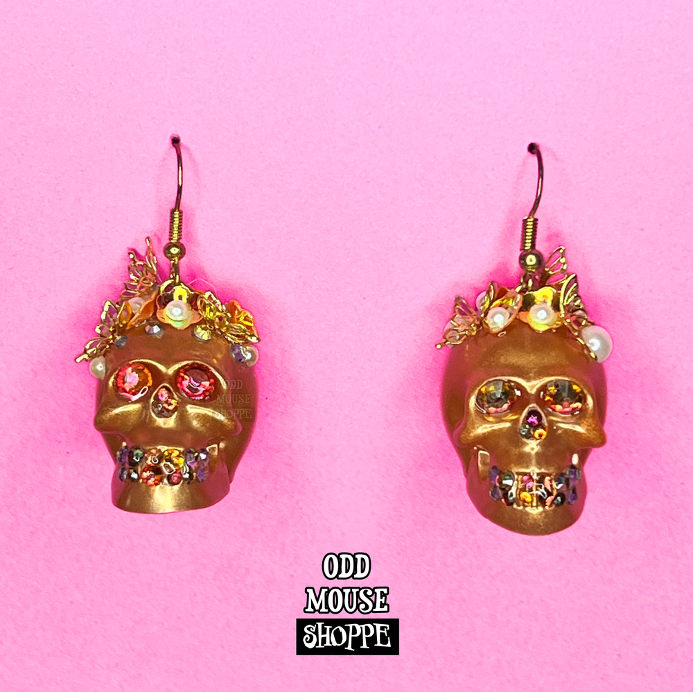 Skull Earrings Yellow Gold