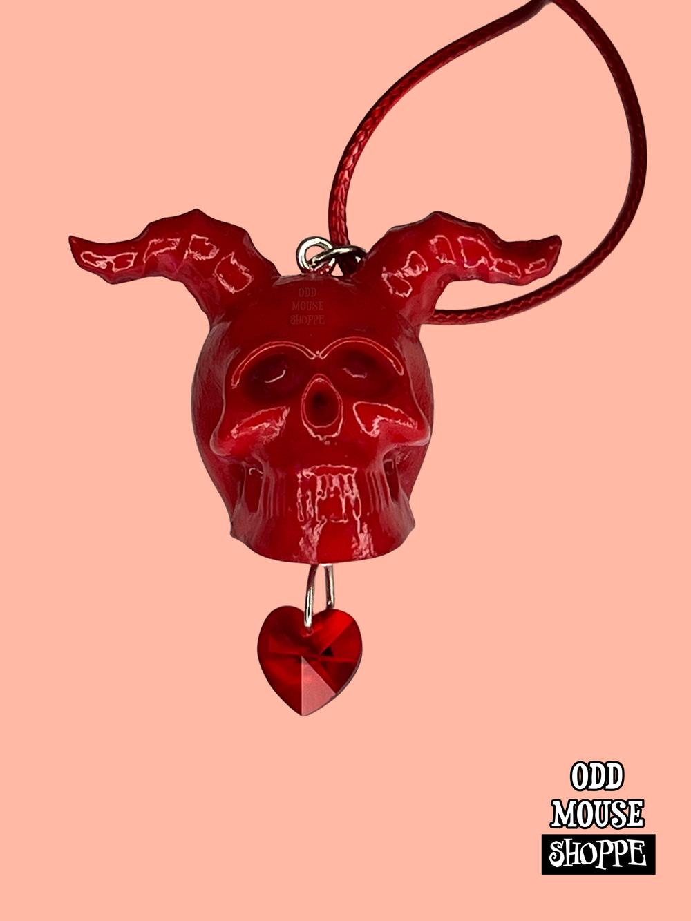 Red Horned Skulls Necklace