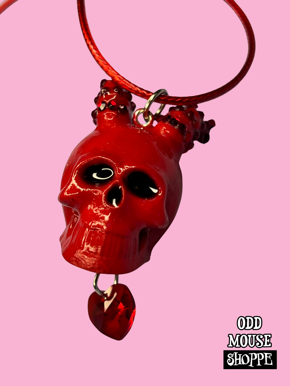 Red Rhinestone Horned Necklace