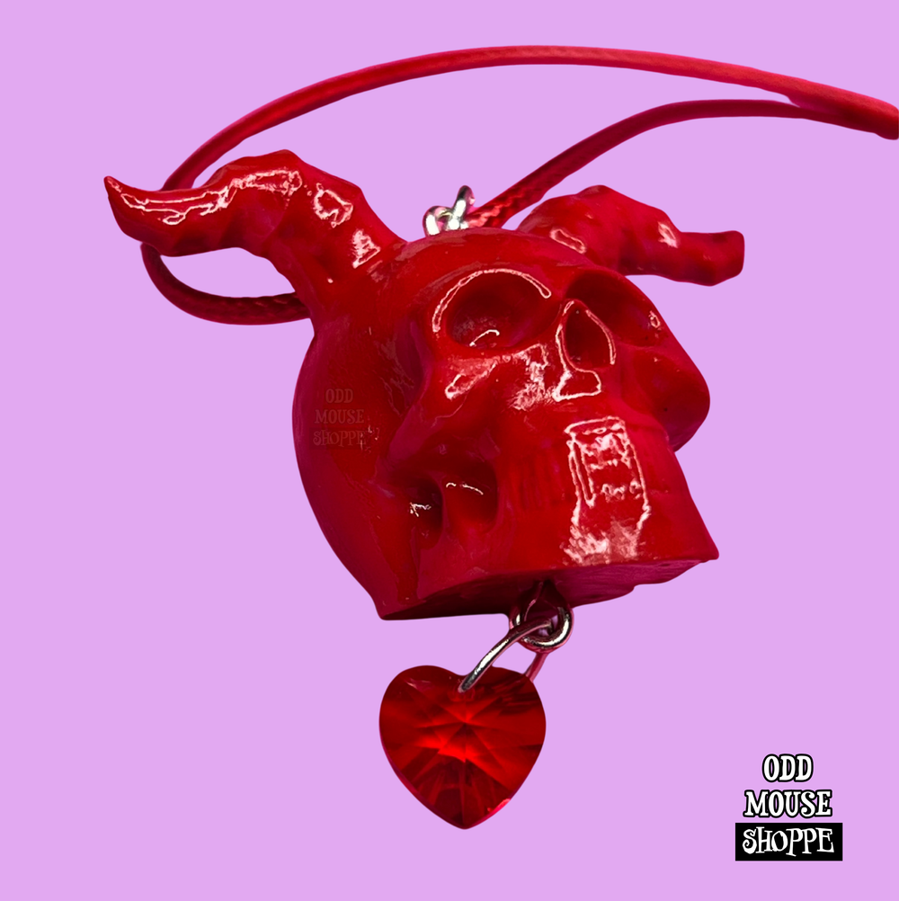 Red Horned Dangle Crystal Necklace